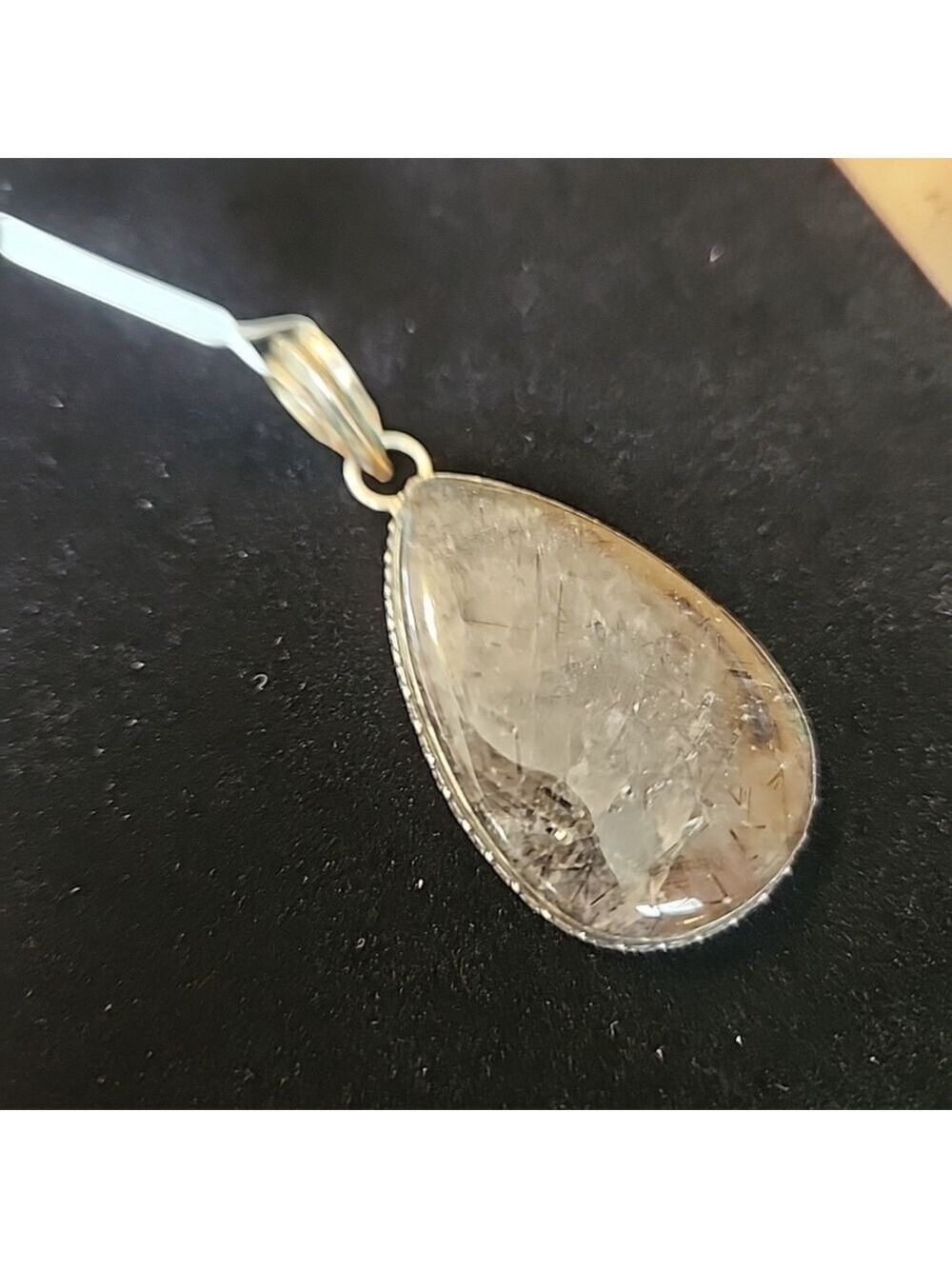 925 Sterling‎ Silver 2in Himalayan Black Tourmaline Pendant - Picture 3 of 5